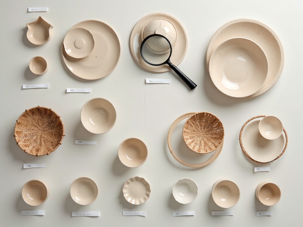 Homeware and ceramics laid out for AQL sample inspection